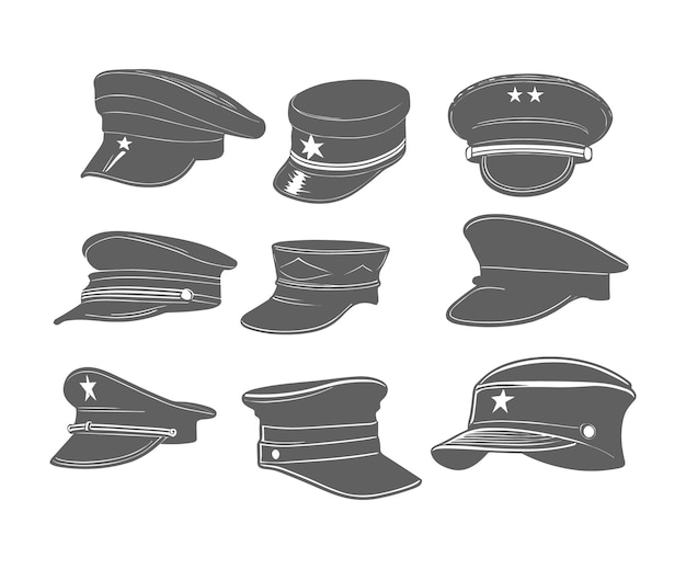 Vector set of military helmets
