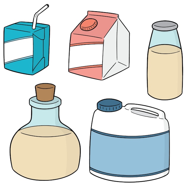 vector set of milk product