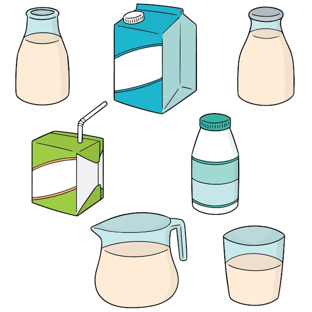 vector set of milk