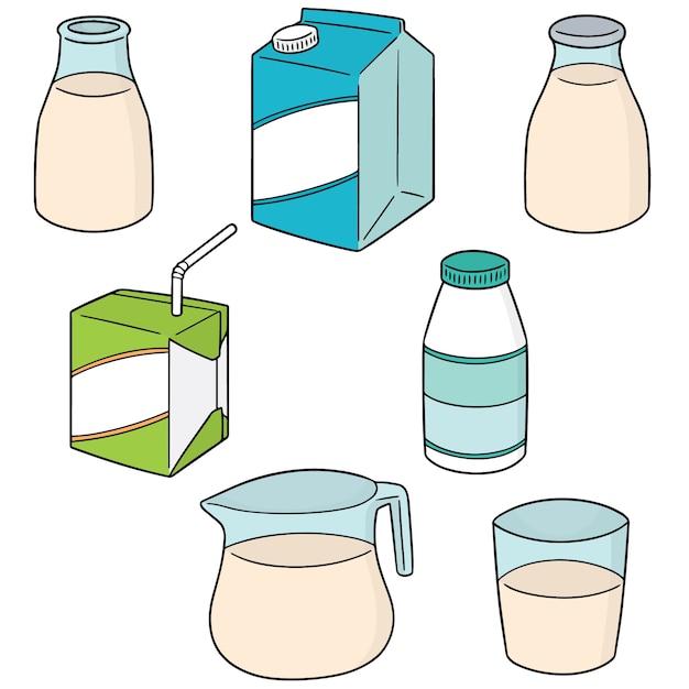 우유의 벡터 세트