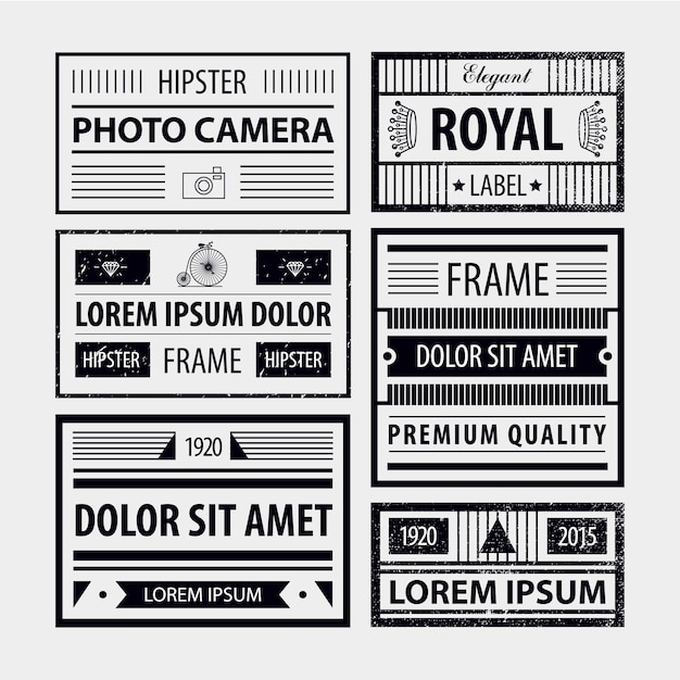 Vector set moderne hipster frames, etiketten, insignes. zwart en wit. abstracte geometrische frames. hipster stijl ontwerpelementen.