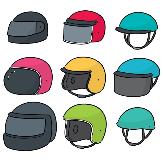 Vector set of motorcycle helmet