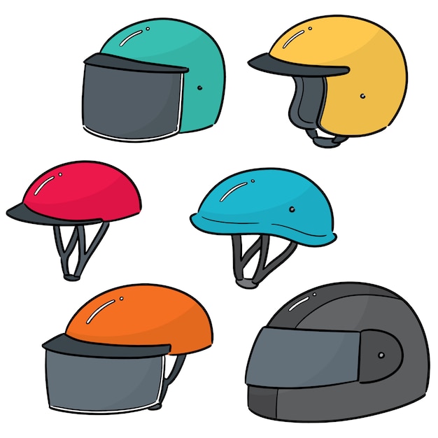 Vector vector set of motorcycle helmet