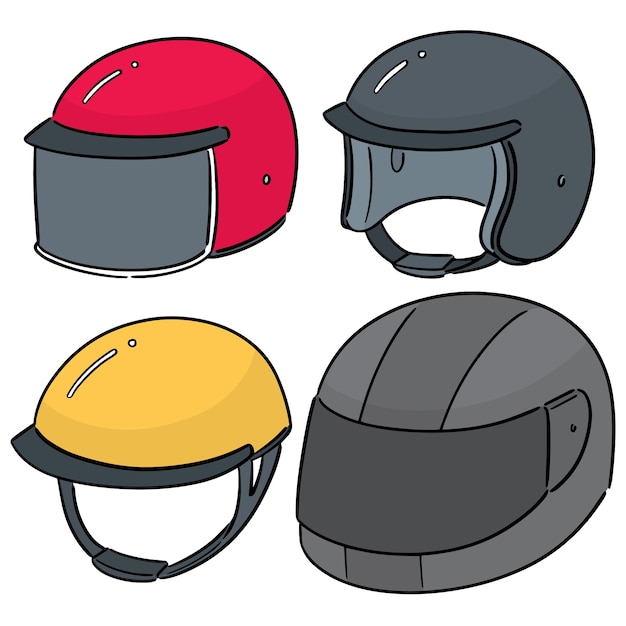 vector set of motorcycle helmet