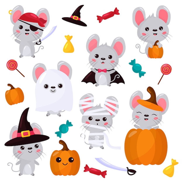 Vector set of mouse characters