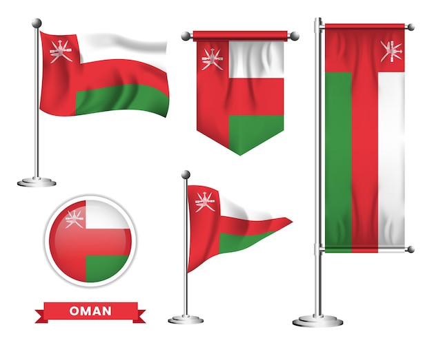 Vector vector set of the national flag of oman in various creative designs