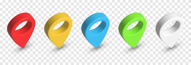 Vector set of navigation markers on a transparent background. Location point png.