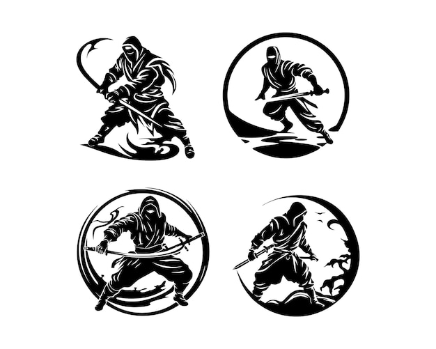 Vector set of ninja samurai illustration