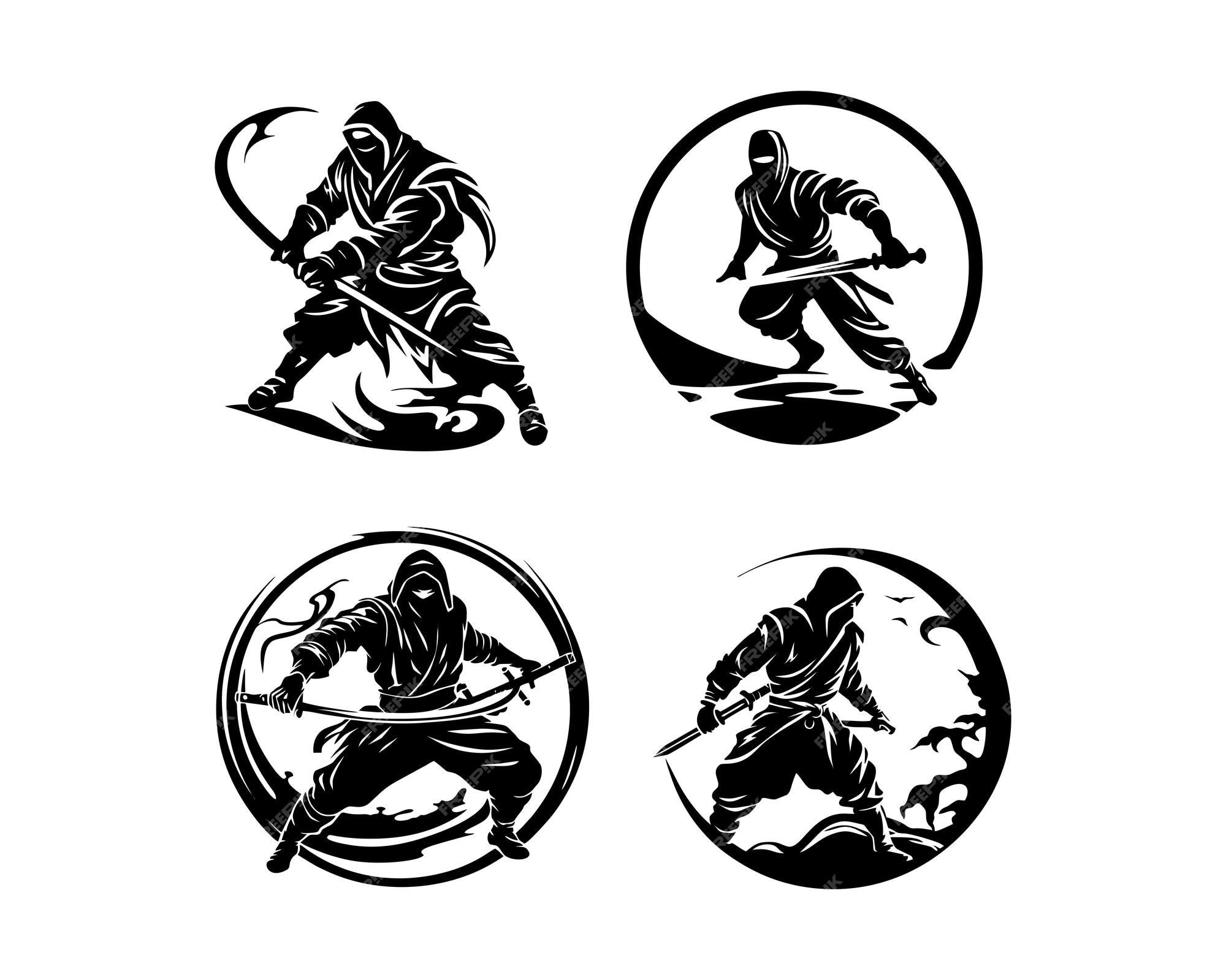 samurai e ninja conjunto coleção tatuagem ilustração 20615954 Vetor no  Vecteezy