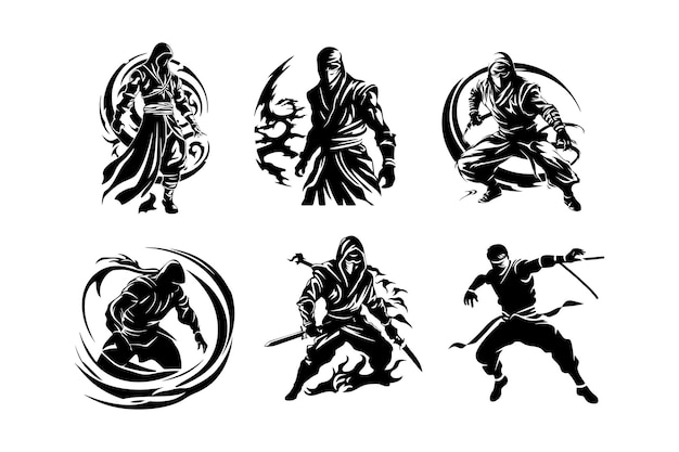 Vector set of ninja samurai illustration