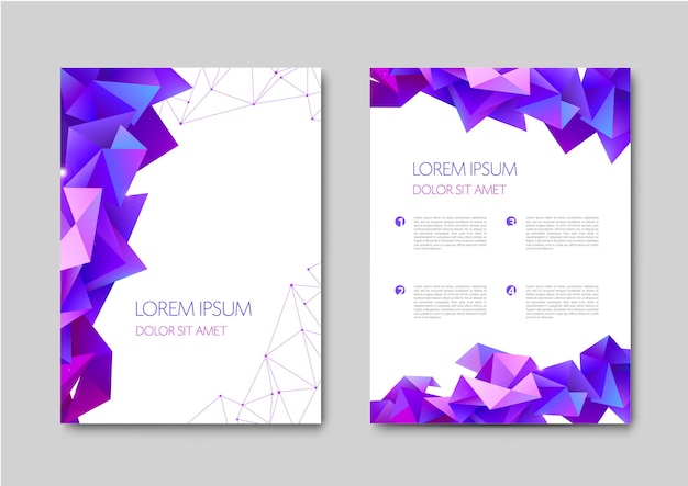 Вектор Векторный набор абстрактных градиентных геометрических обложек модные шаблоны брошюр красочные футуристические плакаты фиолетовая геометрическая иллюстрация в стиле треугольного сплетения