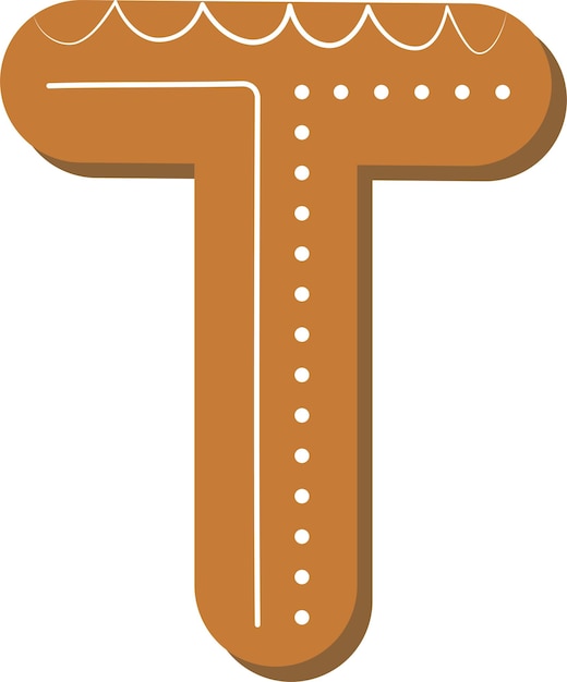 アルファベット休日ジンジャー クッキーのベクトルを設定ホワイト バック グラウンド文字 t に分離