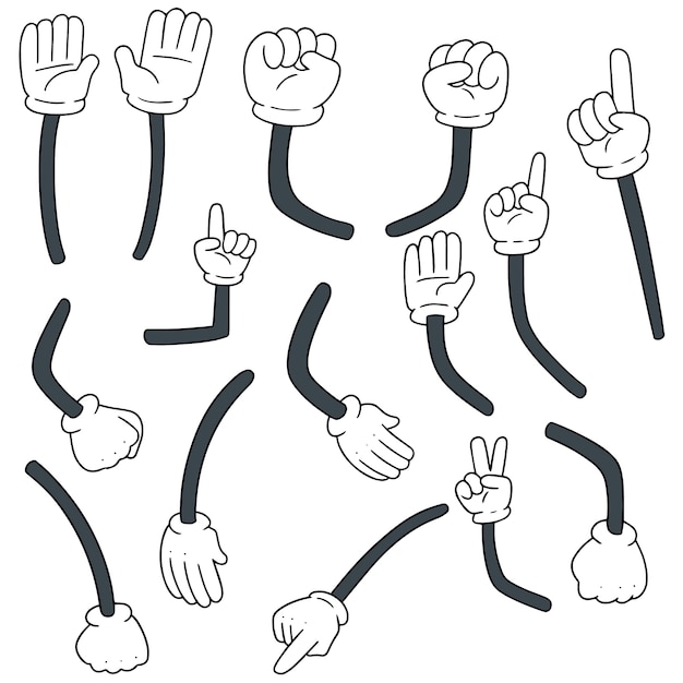 Вектор Векторный набор мультяшной руки