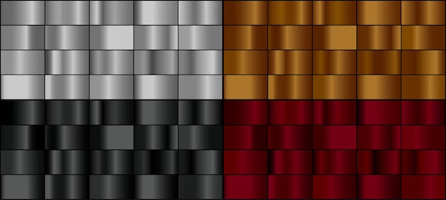 다채로운 금속 그라디언트의 벡터 집합입니다.