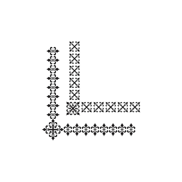 ベクトル モノクロ スタイルのコーナー枠イラスト装飾用フレームのベクトルを設定