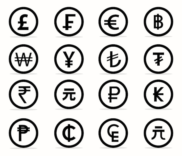 ベクトル 通貨記号アイコンのベクトルを設定