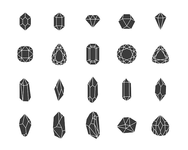Векторный набор алмазов и кристаллов