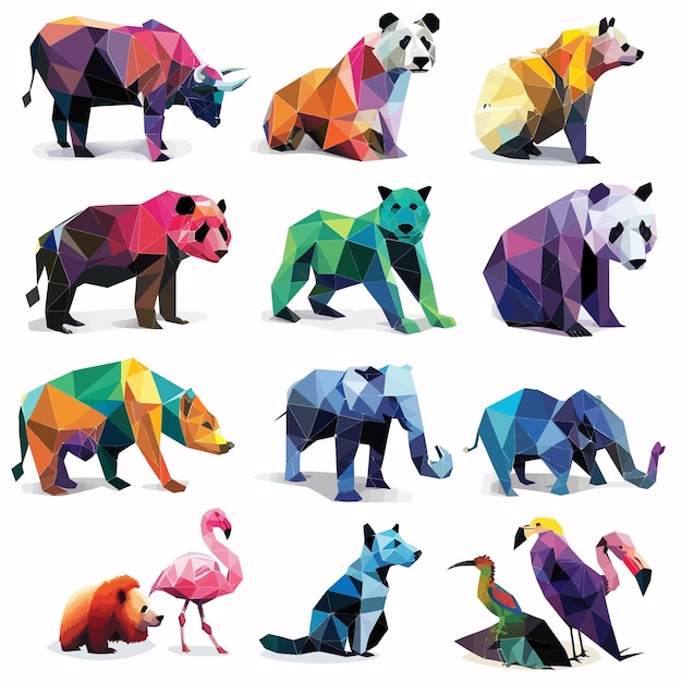 Vector_set_of_different_animals_polygonal_icons_low_poly