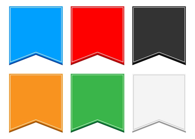 Векторный набор красочных ленточных баннеров в плоском стиле на белом фоне