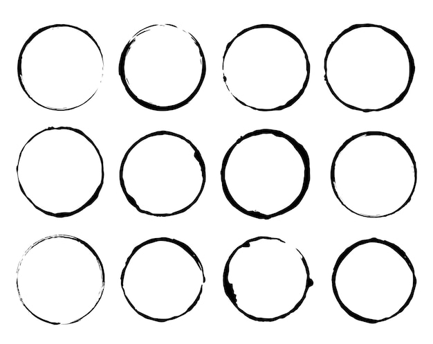 Векторный набор гранж круг кисти векторная иллюстрация