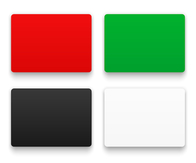 Векторный набор красно-зеленых черно-белых пустых прямоугольных фонов на белом фоне