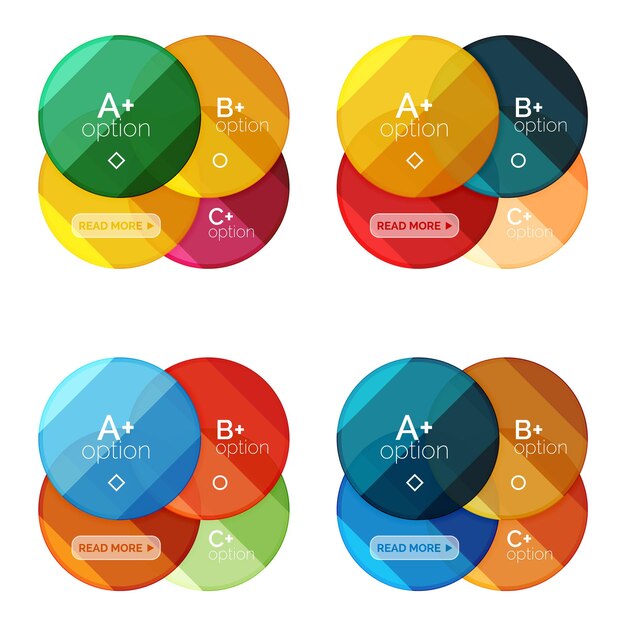 Векторный набор круглых инфографических баннеров с вариантами