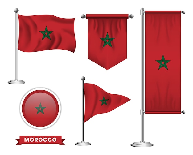 Вектор Векторный набор национального флага марокко в различных творческих дизайнах