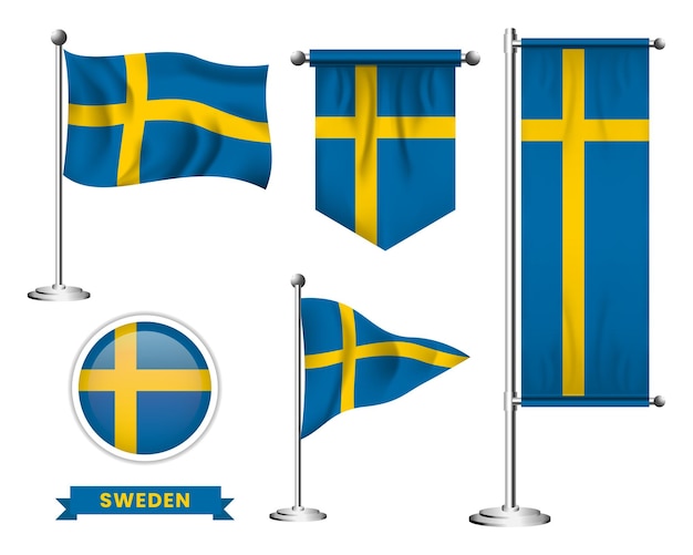 ベクトル スウェーデンの国旗のベクトルセットを様々なクリエイティブなデザインで