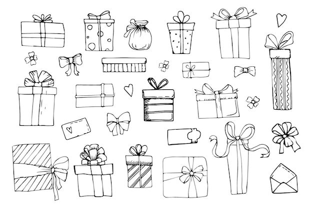 Векторный набор различных подарочных коробок легко редактировать плоский дизайн