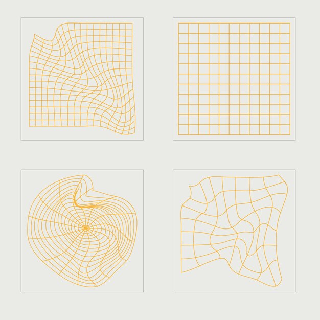 Вектор Векторный набор ретро-футуристических графических украшений y2k современные абстрактные формы