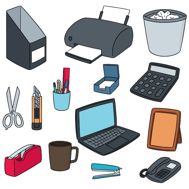 vector set of office accessories