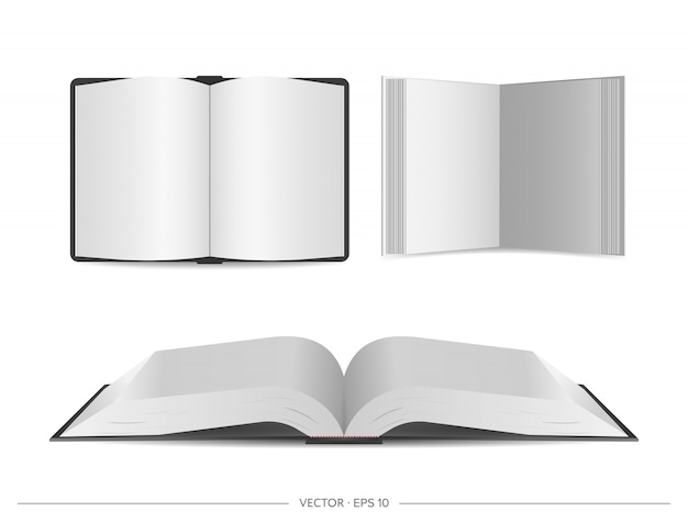 Vector set of open books isolated on white