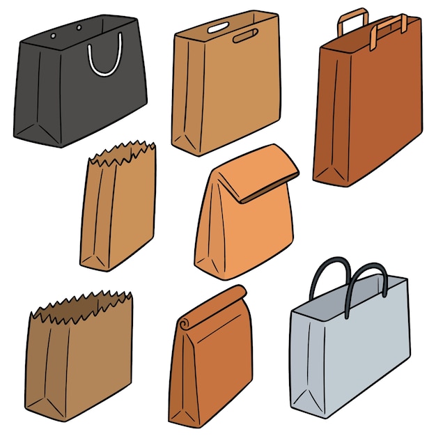 vector set of paper bag