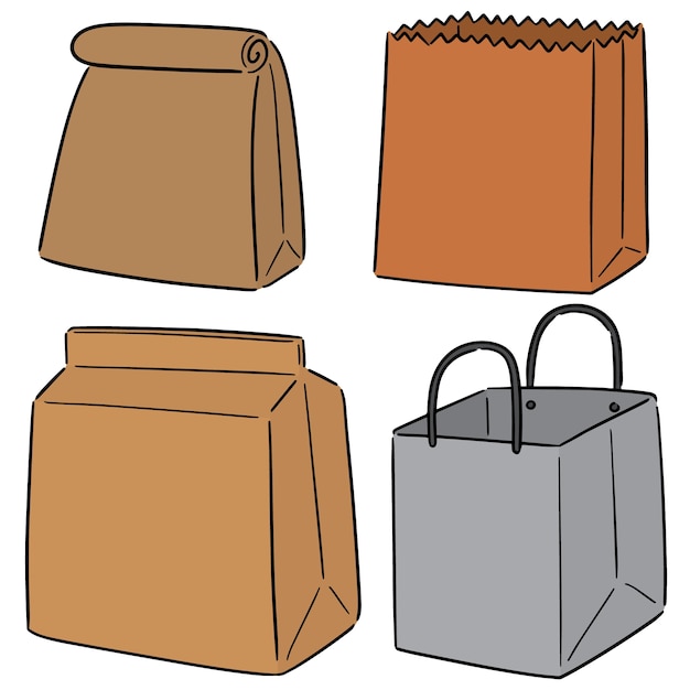 vector set of paper bag