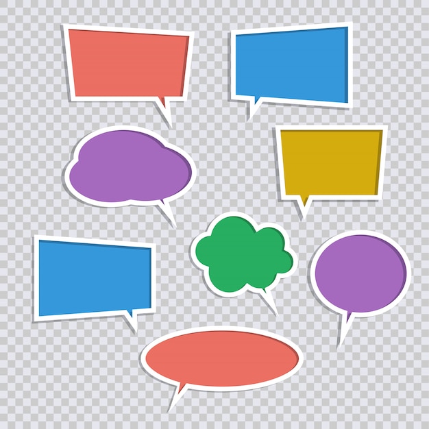 Vector vector set of paper color speech bubble with shadows