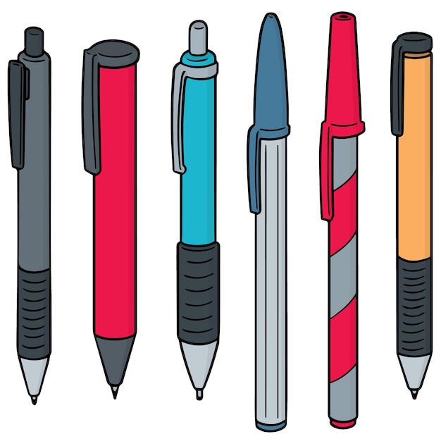 Vector set of pen and mechanical pencil