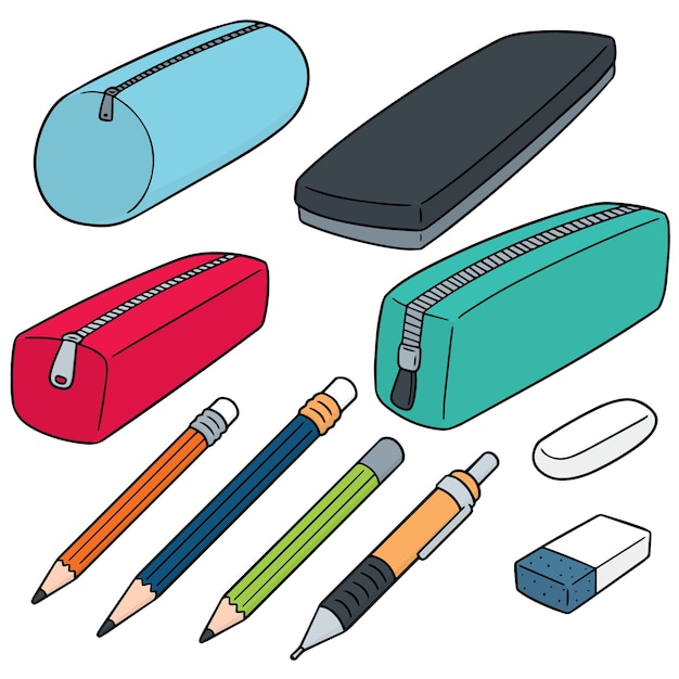 Vector set of pencil case