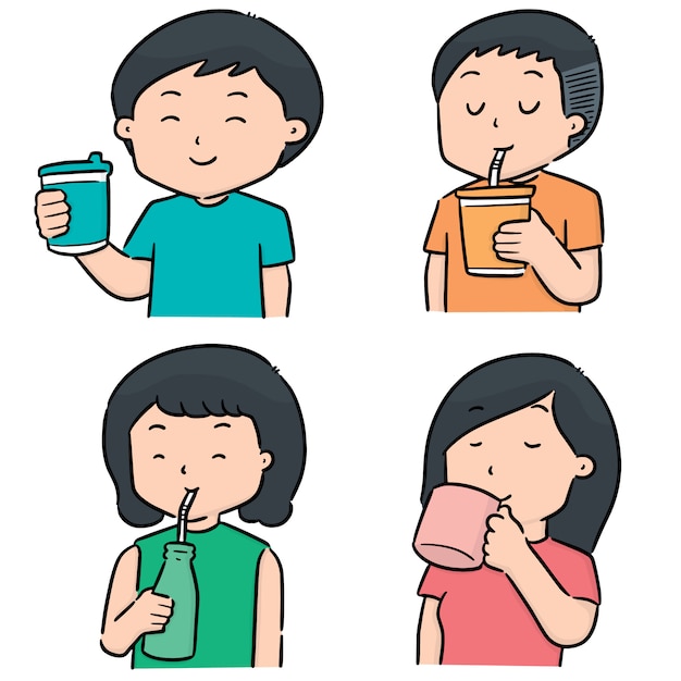 Vector set of people drinking