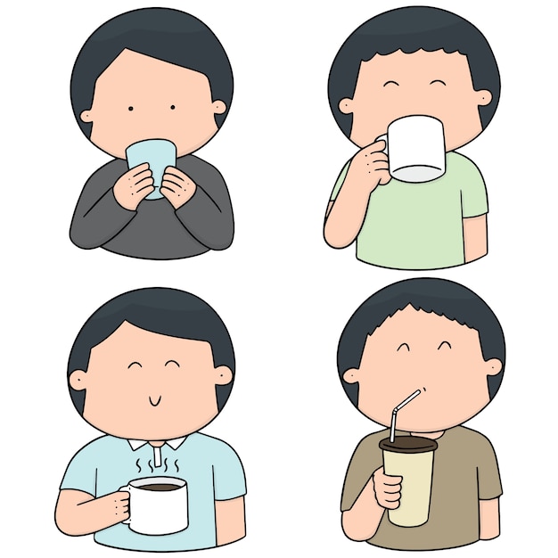 vector set of people drinking