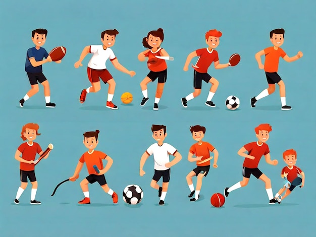 vector Set of people playing different sports isolated