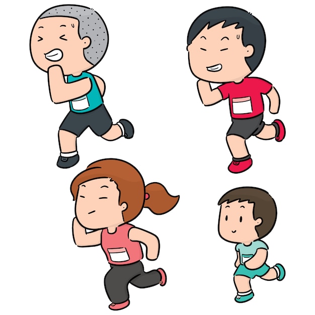 Vector set of people running