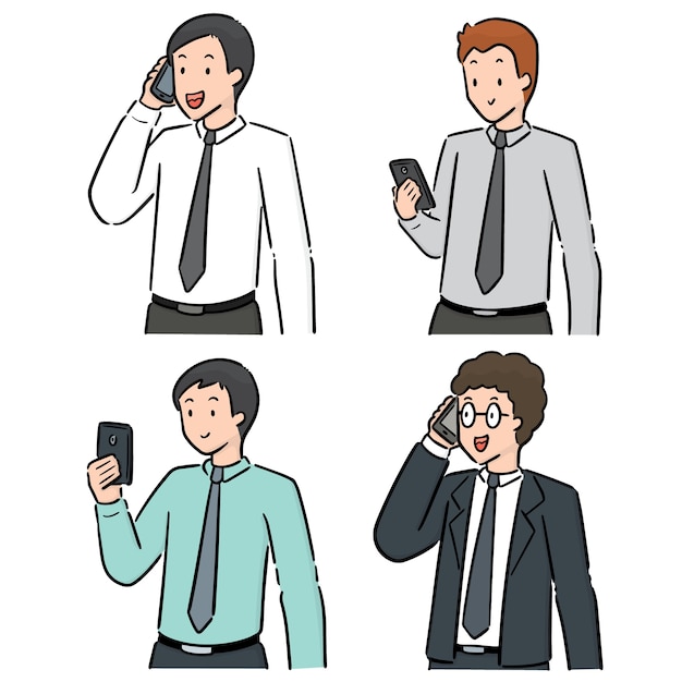 Vector set of people using smartphone