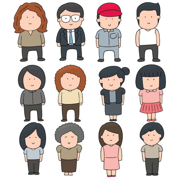 vector set of people