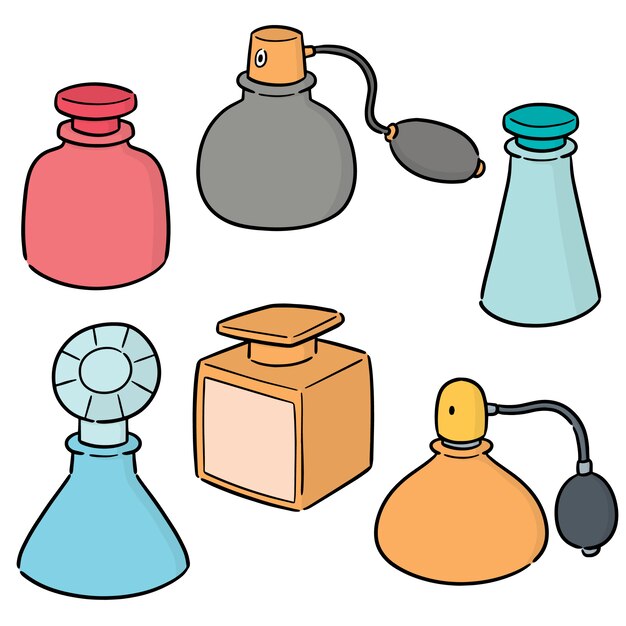 Vector set of perfume bottle