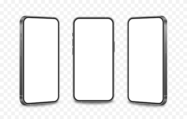 Vector set of phone mockups from different angles Phone mockup technology device