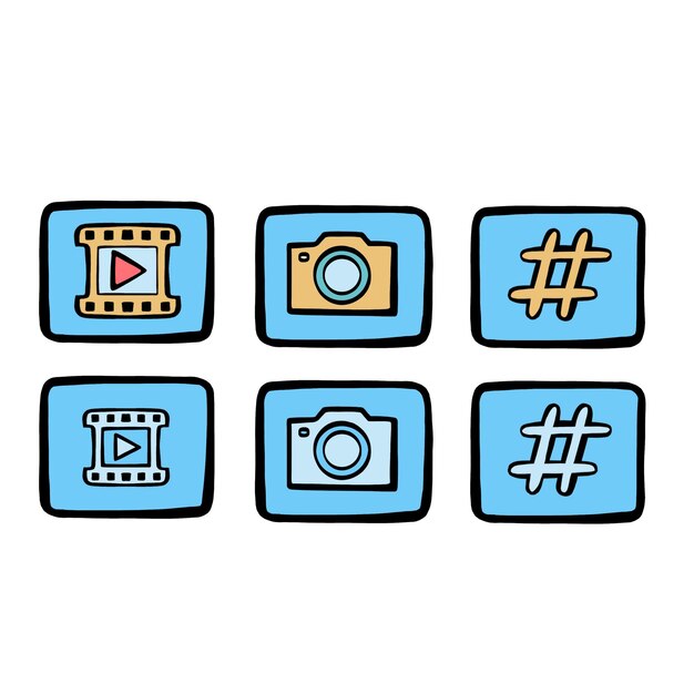 Vector   set  photo video hashtag illustration