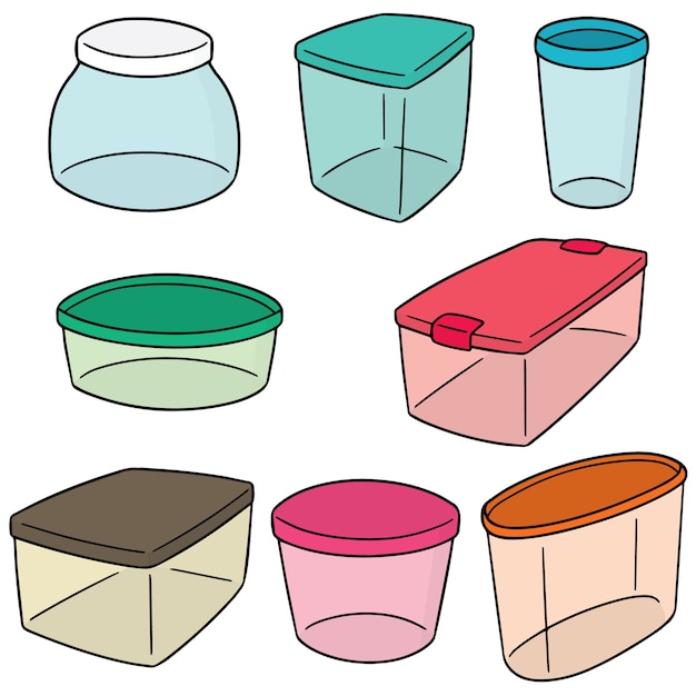 Vector set of plastic container