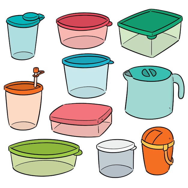 Vector vector set of plastic container