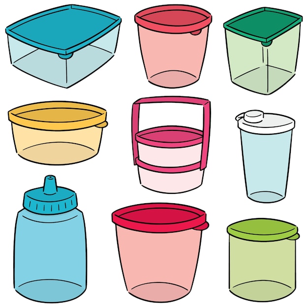 Vector set of plastic container