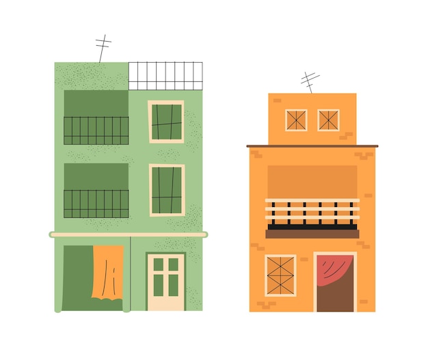 Vector set of poor houses India buildings